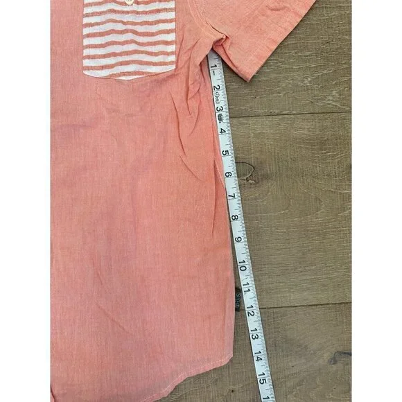 Threads 4 Thought Mens Organic Cotton Short Sleeve Button-Up Shirt With Striped - Picture 6 of 6